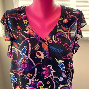 Philosophy blouse with ruffled short sleeves.